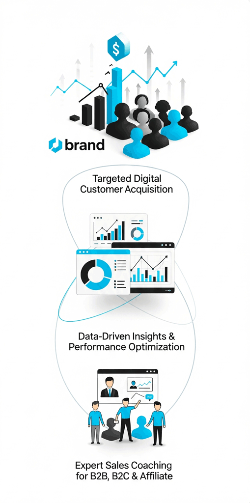 Boost revenue with tailored marketing and personalized coaching for B2B, B2C, and affiliates.