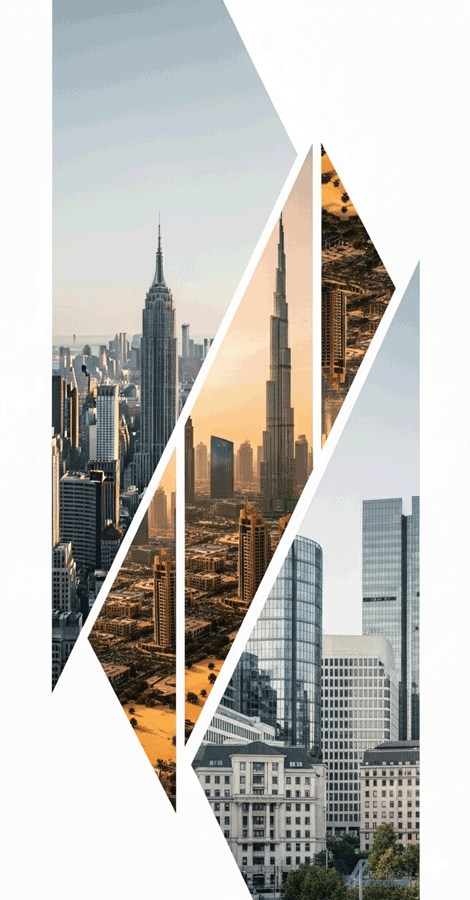 "Modern buildings and city skyline – real estate professional services."